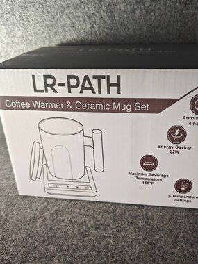 LR‑PATH Coffee Warmer & Ceramic Mug Set Auto Shutoff 4 Temp NEW